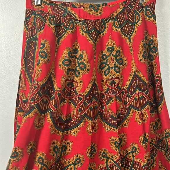 Gloria Sachs New York Neiman Marcus Vintage Red Pleated Skirt size 10 - Picture 3 of 15